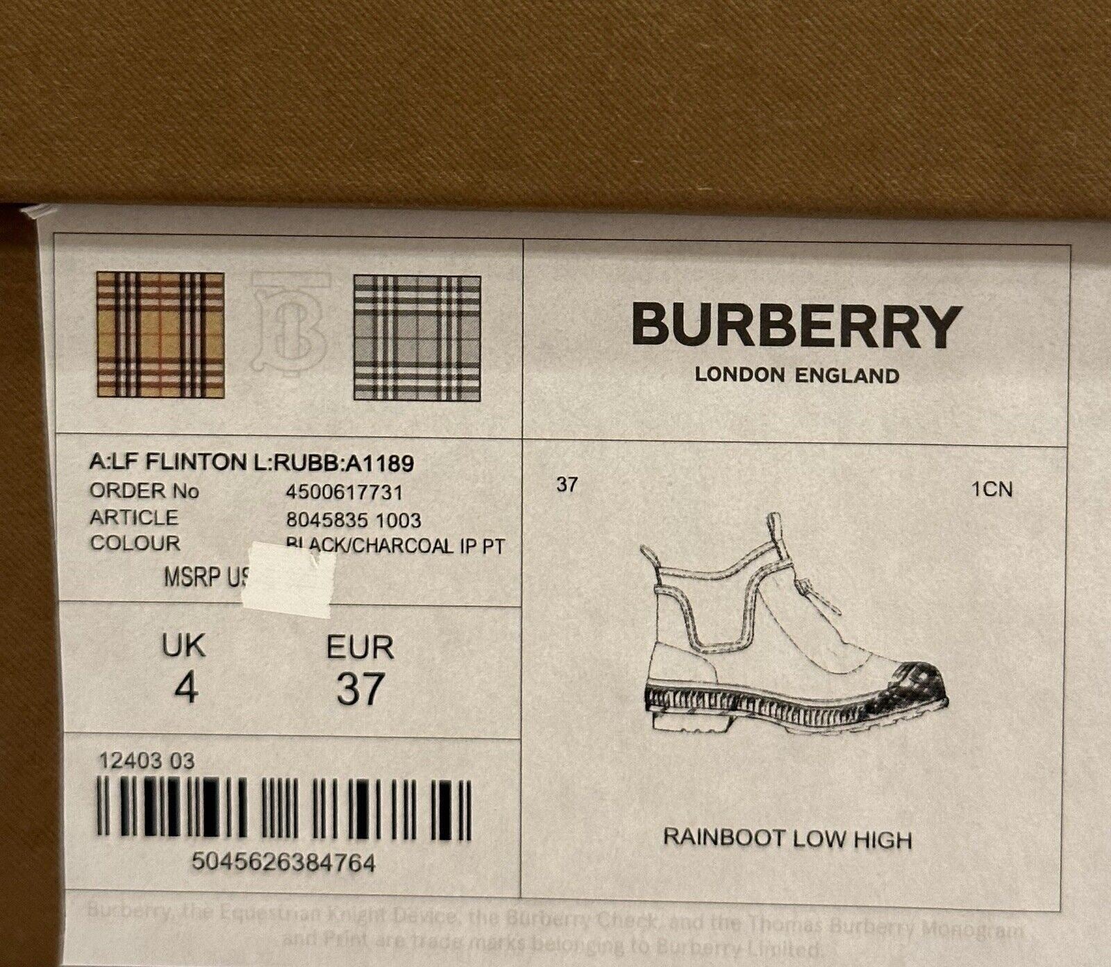 NIB Burberry Rubber Damen-Stiefeletten in Schwarz/Kohle, 7 US (37 Euro) 8045835 