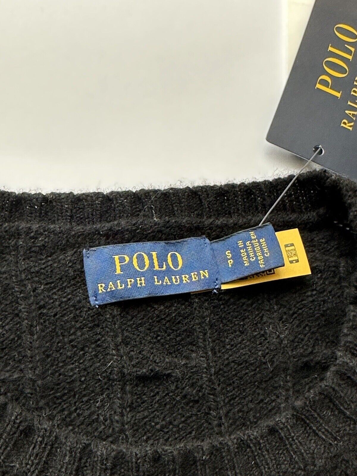 NWT 168 $ Polo Ralph Lauren Wolle/Kaschmir Damenpullover Schwarz Small 
