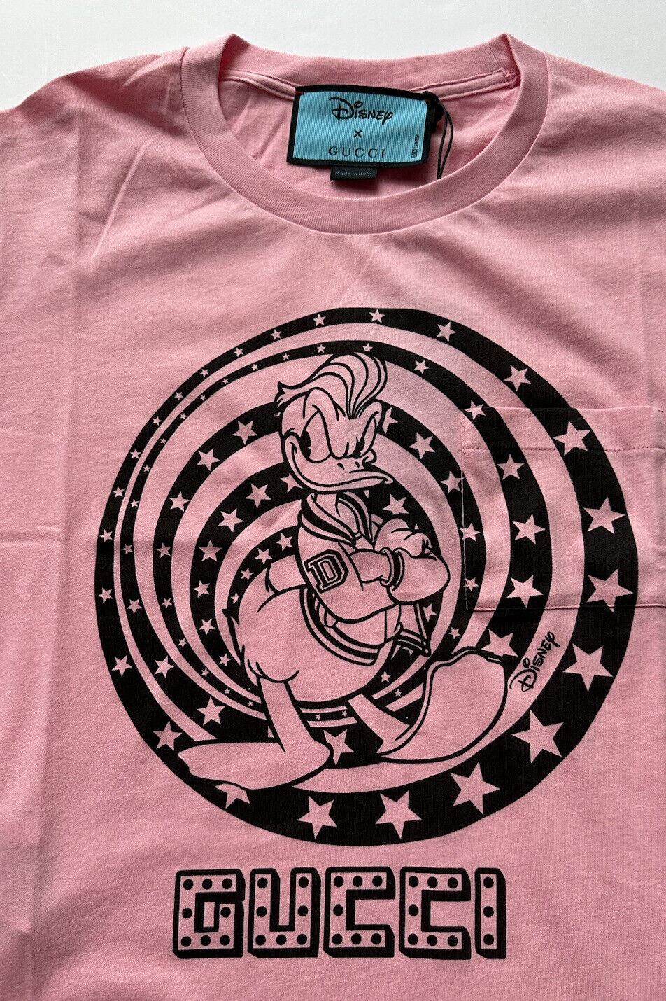 NWT Gucci Donald Duck Jersey Розовая футболка, маленькая 644674 Сделано в Италии