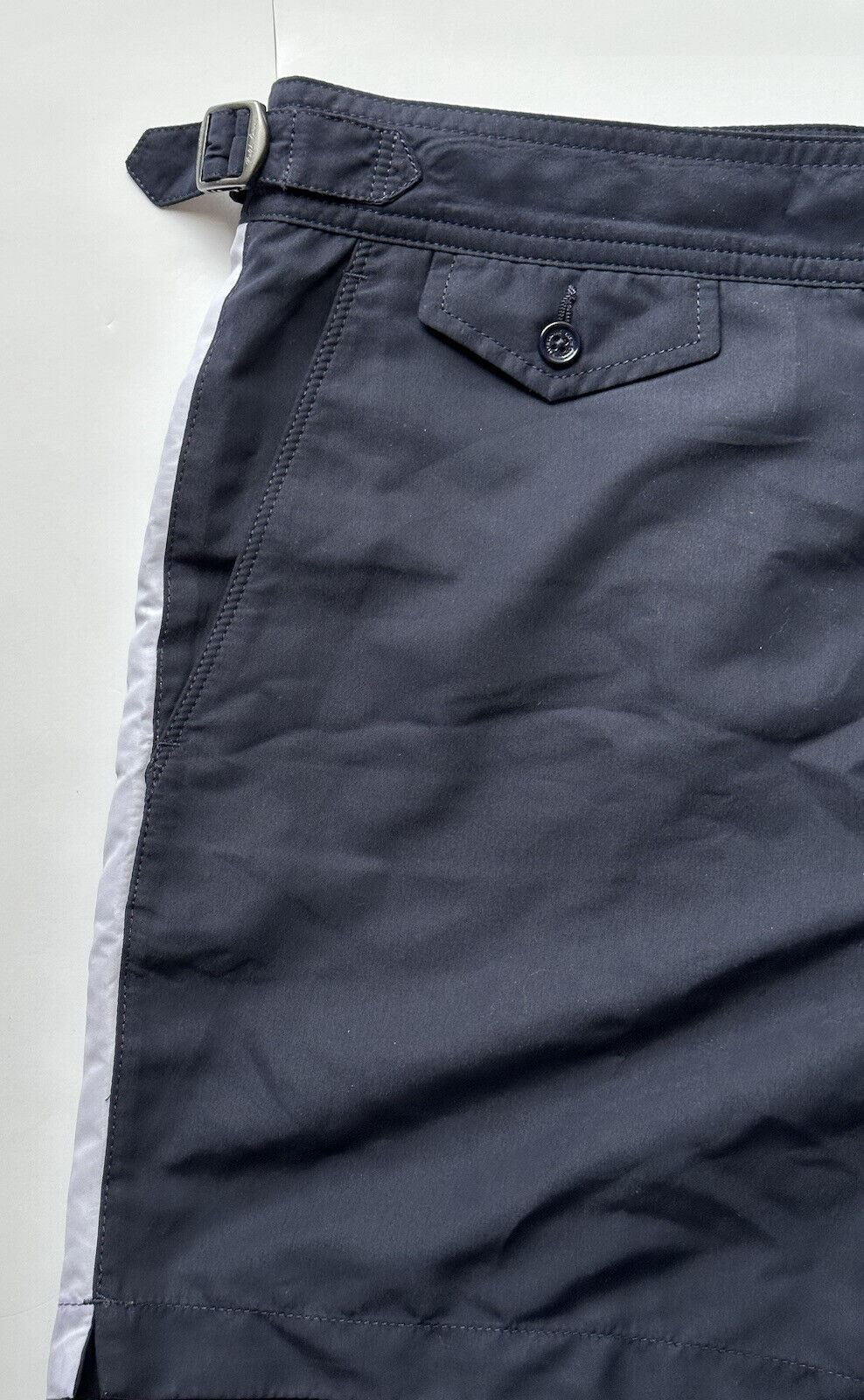 Neu mit Etikett: 395 $ Polo Ralph Lauren Purple Label Herren-Badeshorts in Blau/Weiß XL Portugal 