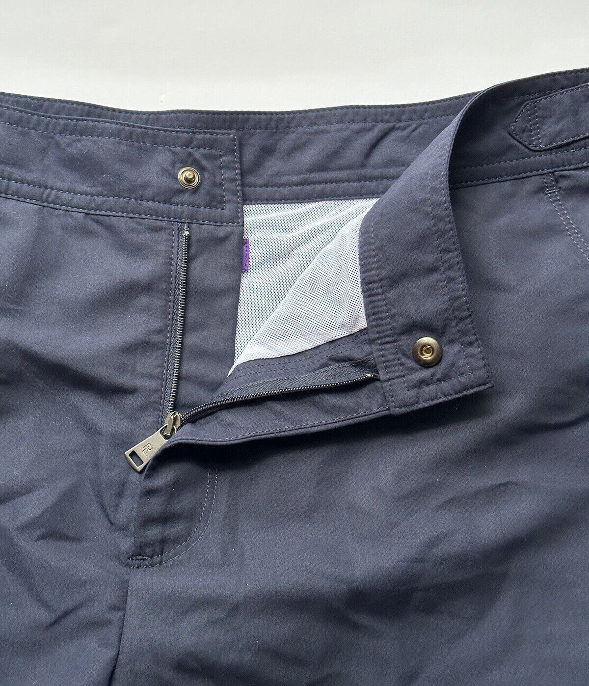 Neu mit Etikett: 395 $ Polo Ralph Lauren Purple Label Herren-Badeshorts in Blau/Weiß XL Portugal 