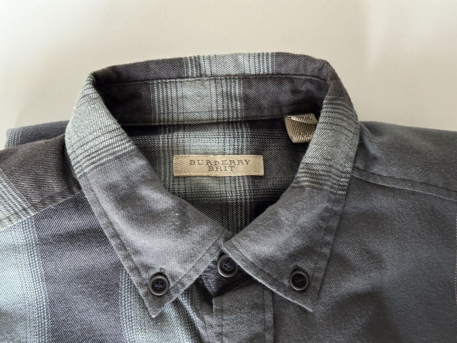 NWT $295 Burberry Brit Men's Pewter Blue Cotton Button-down Shirt XS 3902560