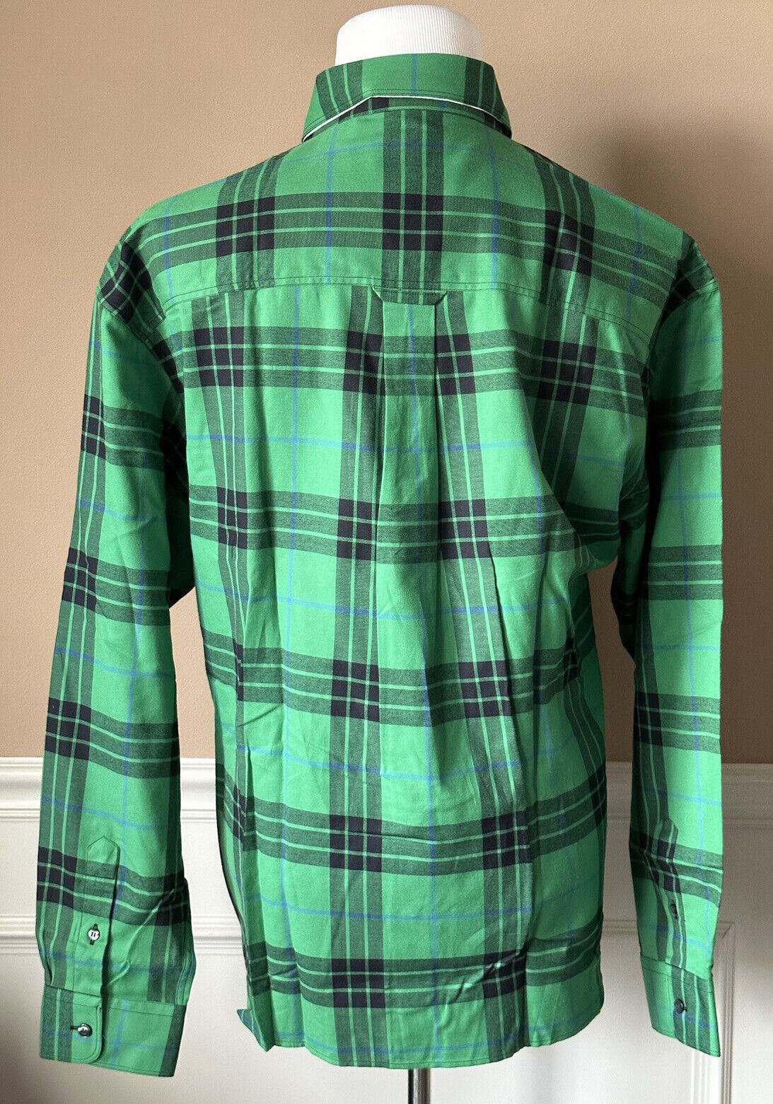 NWT $340 Burberry Men's Neon Green Cotton Button-Up Shirt 2XL 80011131