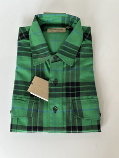 Neu mit Etikett: 340 $ Burberry Herren-Hemd mit Knöpfen aus neongrüner Baumwolle 2XL 80011131
