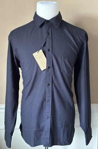 NWT $295 Burberry Men's Navy Cotton Button-Up Shirt 2XL 40287811