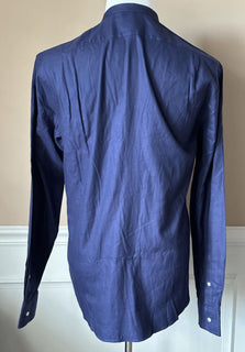 Neu mit Etikett: 450 $ Ralph Lauren Purple Label Marineblaues Langarmhemd, Größe L, hergestellt in Italien