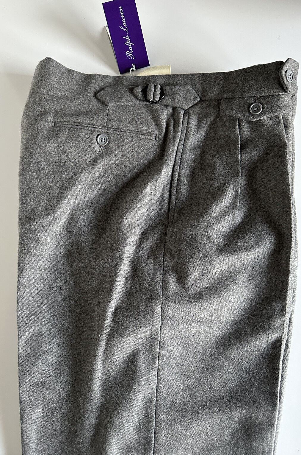 NWT $595 Ralph Lauren Purple Label Wool Dress Pants Grey 34 US Made in Italy