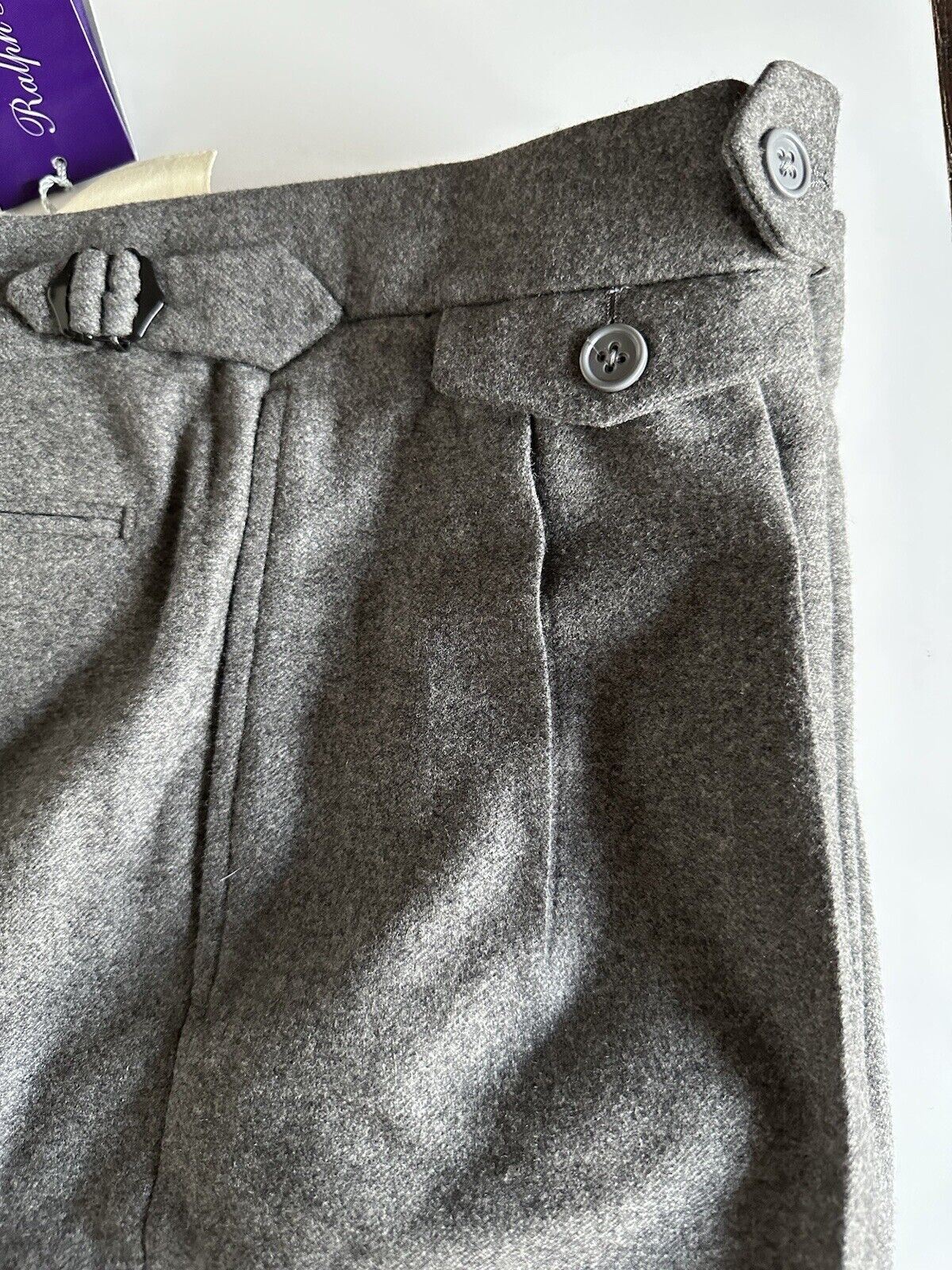 NWT $595 Ralph Lauren Purple Label Wool Dress Pants Grey 34 US Made in Italy