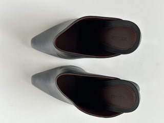 NIB $ 760 Bottega Veneta Napa Leder Black Almond Toe Mules Schuhe 8 US 608838 IT