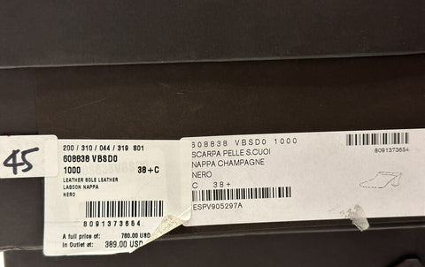 NIB 760 $ Bottega Veneta Napa Leather Black Almond Toe Mules Shoes 8.5 608838 IT