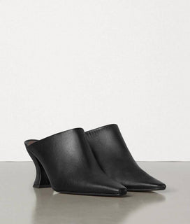 NIB 760 $ Bottega Veneta Napa Leather Black Almond Toe Mules Shoes 8.5 608838 IT