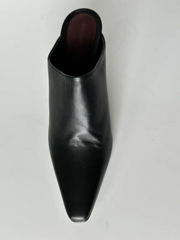 NIB 760 $ Bottega Veneta Napa Leather Black Almond Toe Mules Shoes 8.5 608838 IT