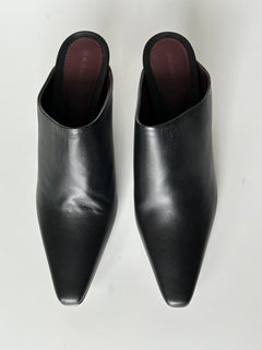 NIB 760 $ Bottega Veneta Napa Leather Black Almond Toe Mules Shoes 8.5 608838 IT