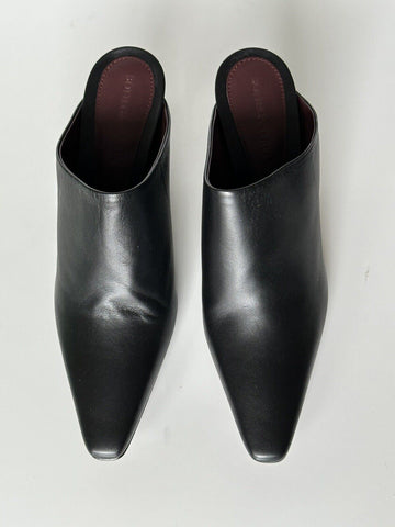 NIB 760 $ Bottega Veneta Napa Leather Black Almond Toe Mules Shoes 8.5 608838 IT