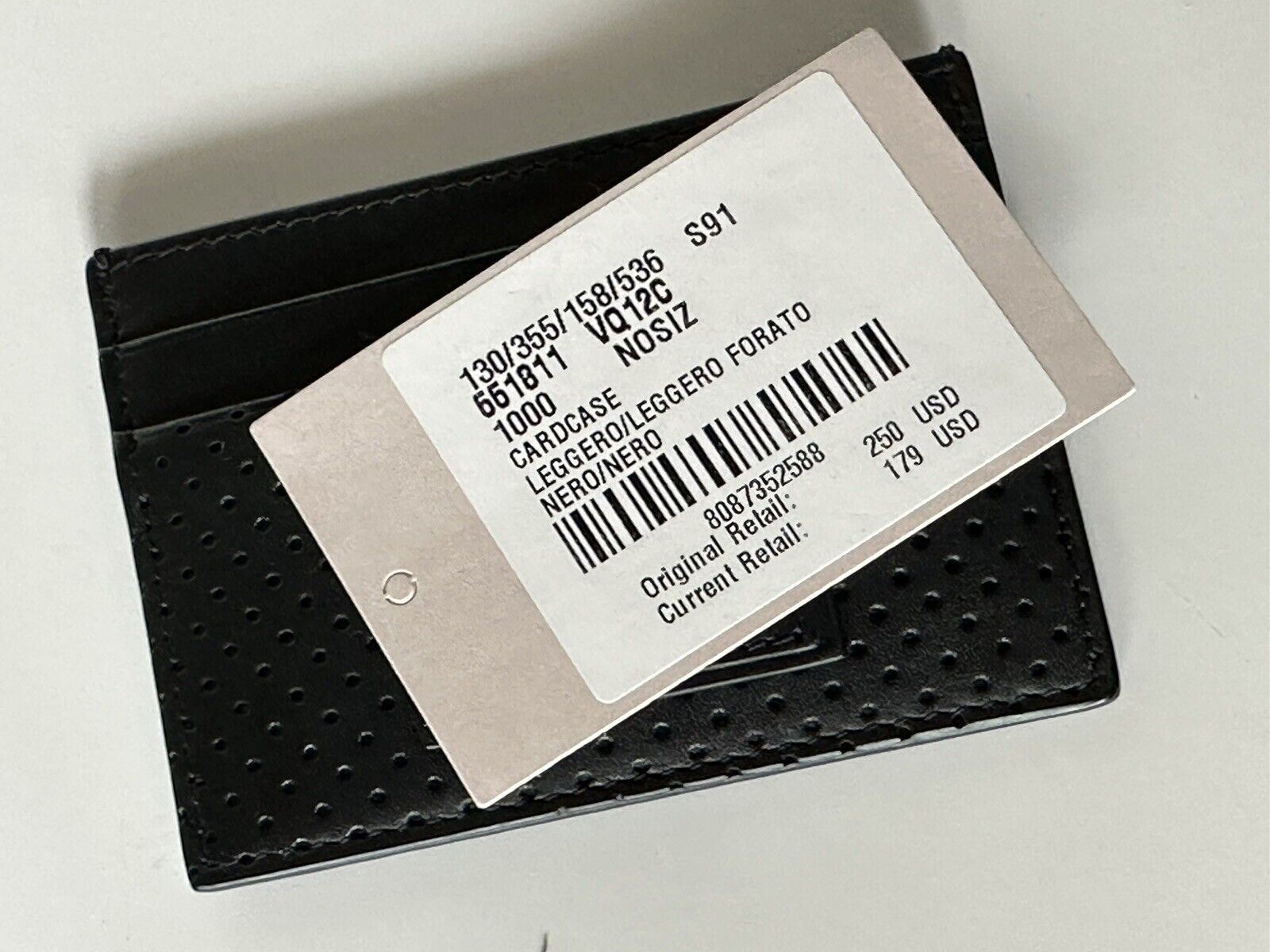 NWT $250 Bottega Veneta Leggero Мужской кожаный футляр для визиток, черный 551811 Италия 