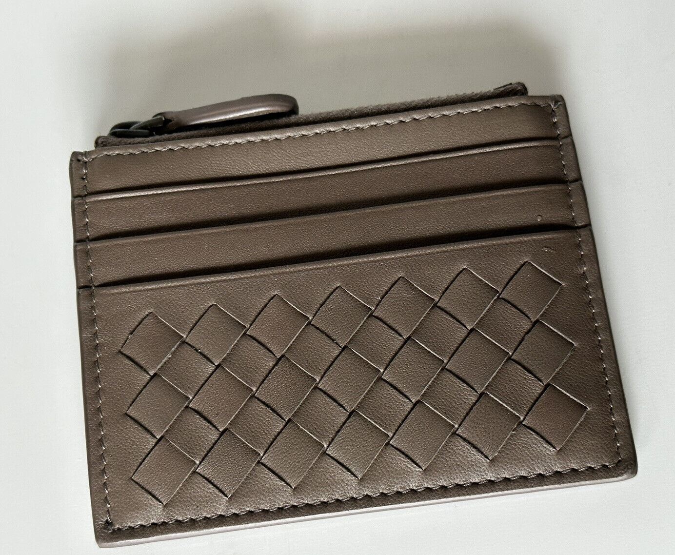 Neu mit Etikett: 350 $ Bottega Veneta Woven Herren-Kartenetui aus Leder Steel 367004 Italien 