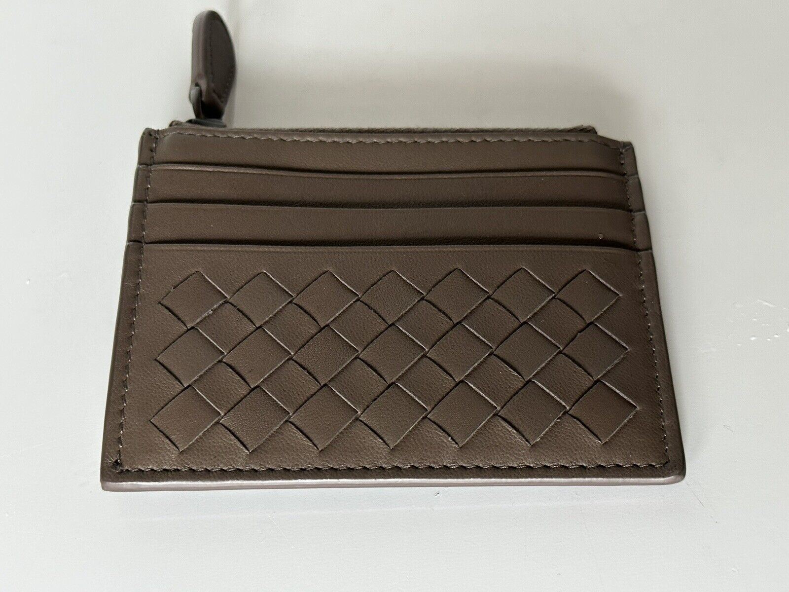 Neu mit Etikett: 350 $ Bottega Veneta Woven Herren-Kartenetui aus Leder Steel 367004 Italien 