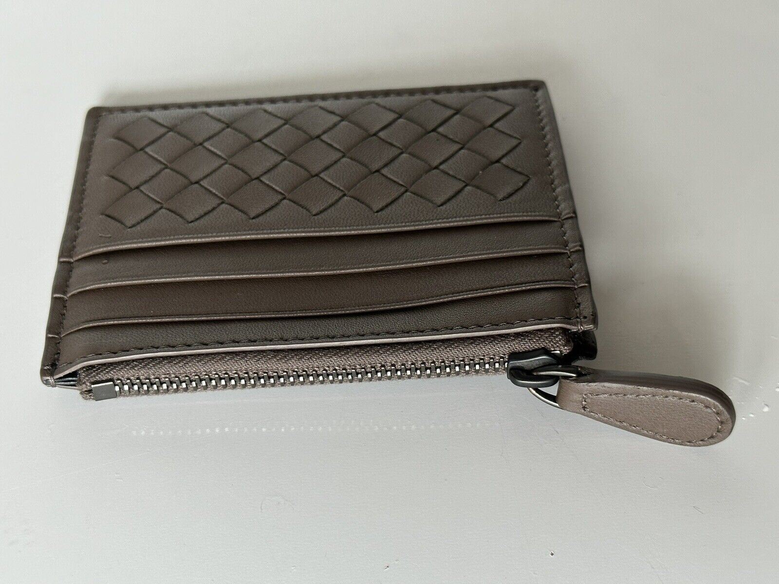 Neu mit Etikett: 350 $ Bottega Veneta Woven Herren-Kartenetui aus Leder Steel 367004 Italien 