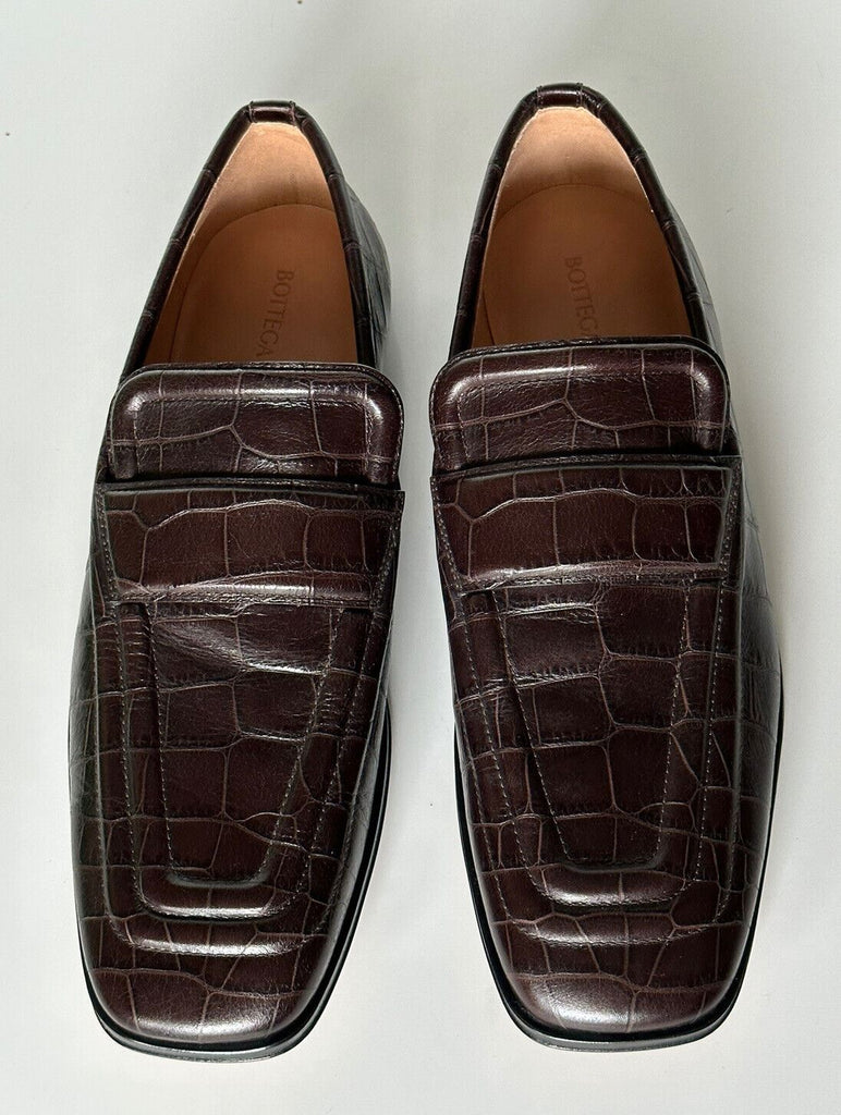 NIB $ 1050 Bottega Veneta Alligators Print Lederschuhe Fondente 11 US 651350 