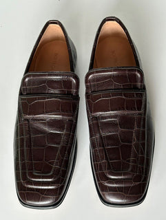 NIB $ 1050 Bottega Veneta Alligators Print Lederschuhe Fondente 11 US 651350 