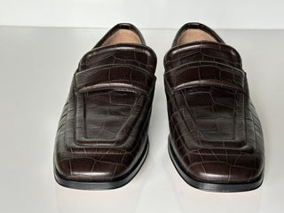 NIB $ 1050 Bottega Veneta Alligators Print Lederschuhe Fondente 11 US 651350 