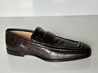 NIB $ 1050 Bottega Veneta Alligators Print Lederschuhe Fondente 11 US 651350 
