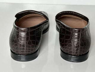 NIB $ 1050 Bottega Veneta Alligators Print Lederschuhe Fondente 11 US 651350 