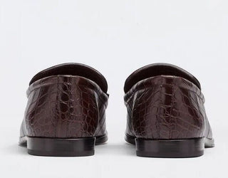 NIB $ 1050 Bottega Veneta Alligators Print Lederschuhe Fondente 11 US 651350 