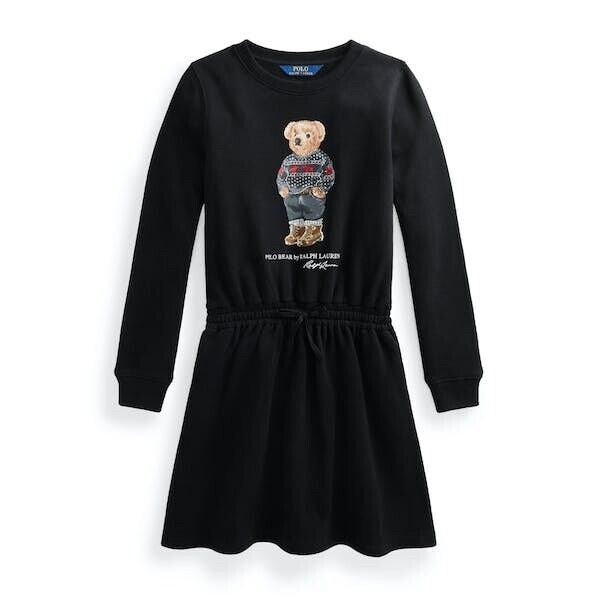 NWT Polo Ralph Lauren Bear Girls Black Dress M (8-10)