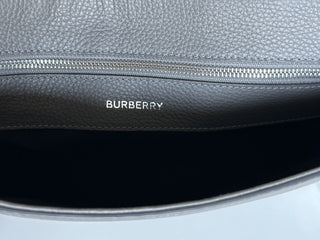 NWT $1350 Burberry Bruno Leather Logo Charcoal Grey Messenger Bag 80528721