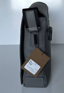NWT $1350 Burberry Bruno Leather Logo Charcoal Grey Messenger Bag 80528721