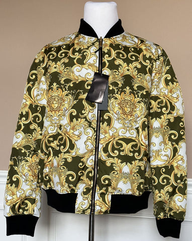 NWT Versace Mens Blousons Baroque Reversible Jacket Military Green 54 A89511S
