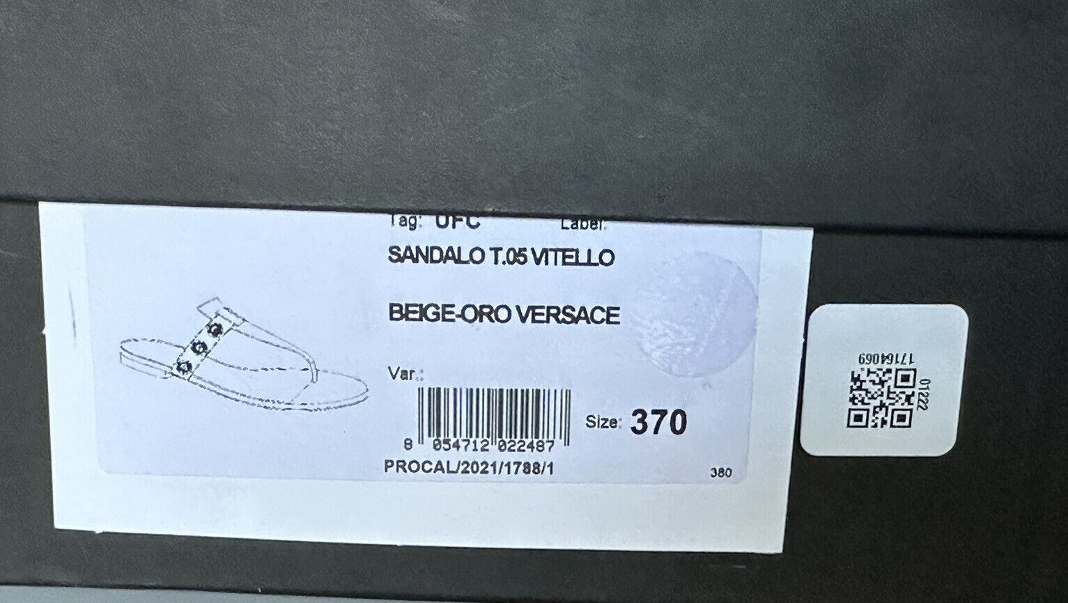 NIB 850 $ VERSACE Medusa Beige Sandalen für Damen 7 US (37 Euro) DST669CS Spanien 