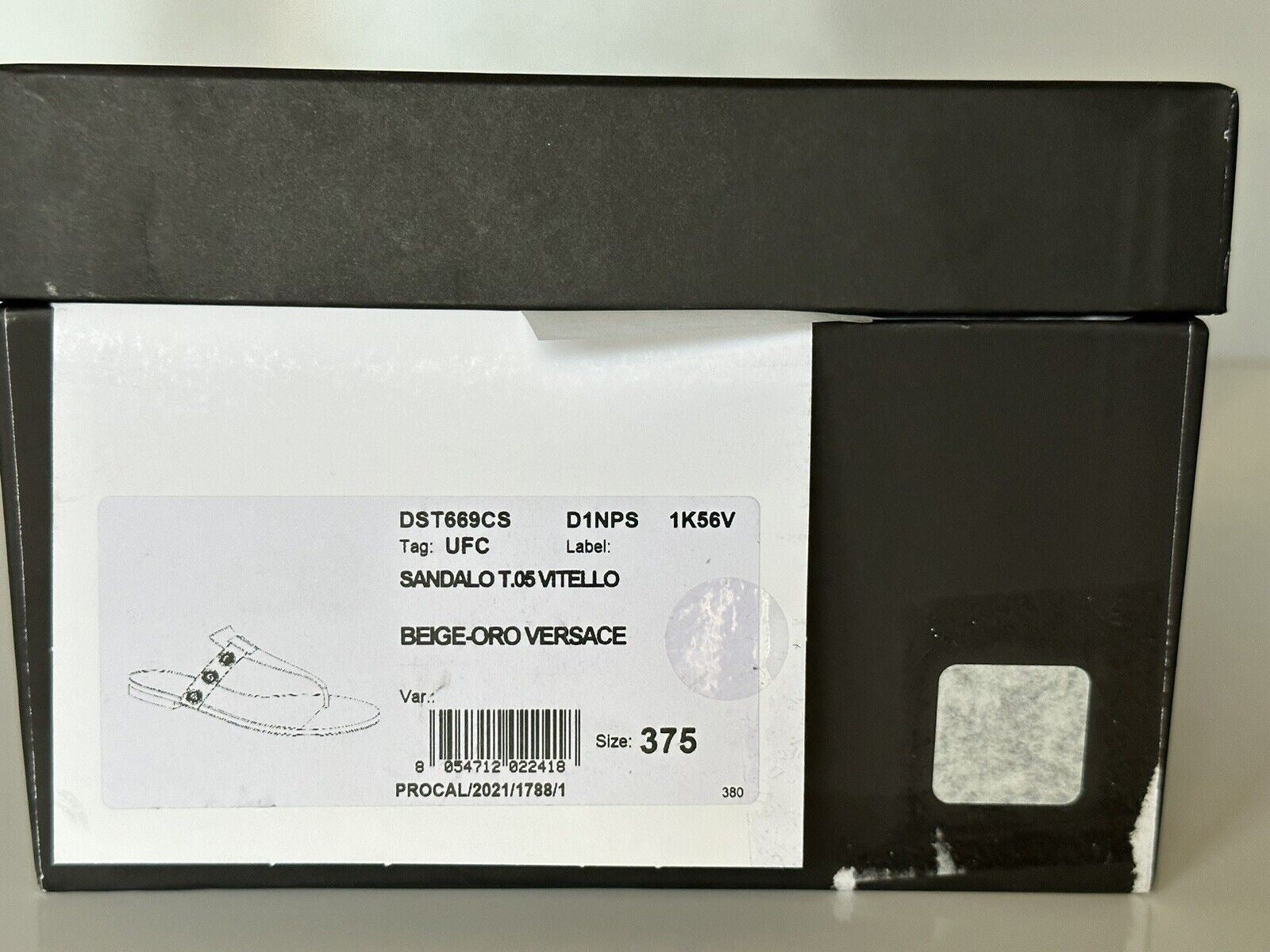 NIB Женские бежевые сандалии VERSACE Medusa 850 долларов США 7,5 США (37,5 евро) DST669CS Испания 