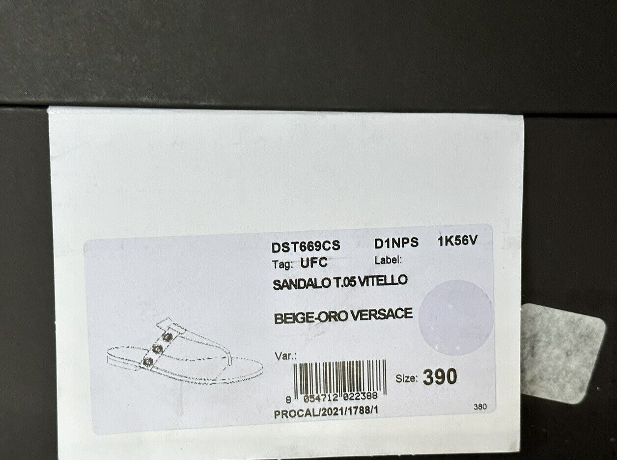 NIB 850 $ VERSACE Medusa Beige Sandalen für Damen 9 US (39 Euro) DST669CS Spanien 