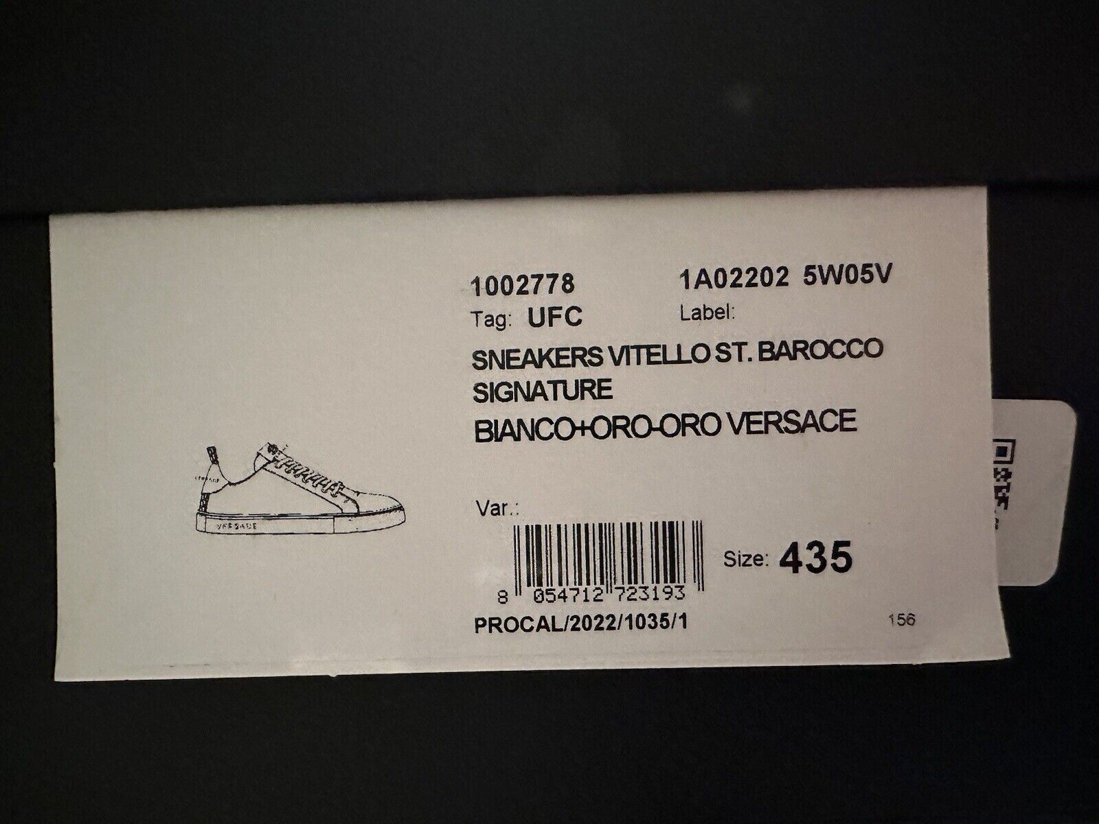 NIB $850 VERSACE Baroque Print White Leather Sneakers 10.5 US (43.5 Eu) 1002778