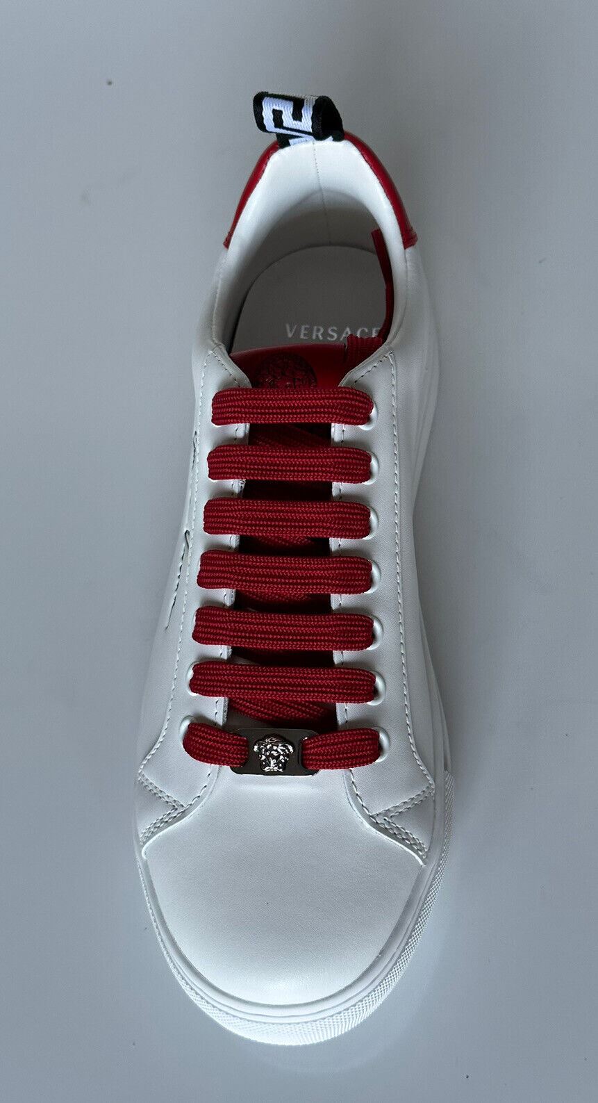 NIB $750 Versace Low Top White/Red Leather Sneakers 8 US (38 Euro) 1002773