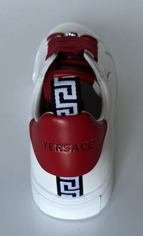NIB 750 долларов Versace Low Top Бело-красные кожаные кроссовки 8 США (38 евро) 1002773 