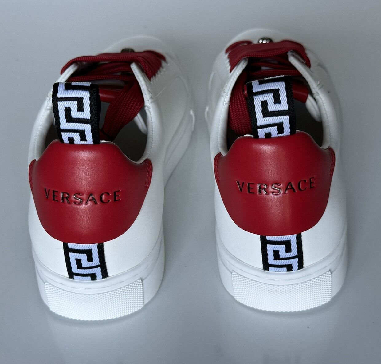 NIB $750 Versace Low Top White/Red Leather Sneakers 8 US (38 Euro) 1002773