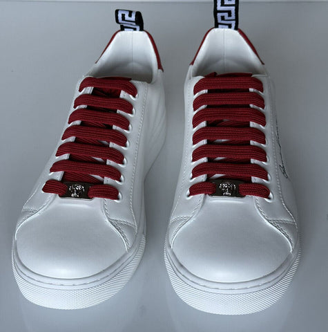NIB 750 долларов Versace Low Top Бело-красные кожаные кроссовки 8 США (38 евро) 1002773 
