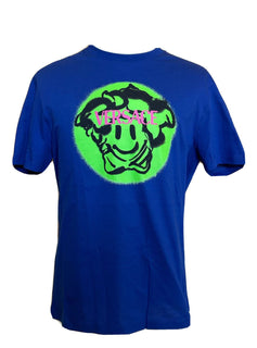 NWT 450 $ Versace Smiley Medusa Logo Blau/Limette Jersey T-Shirt 5XL 1002464