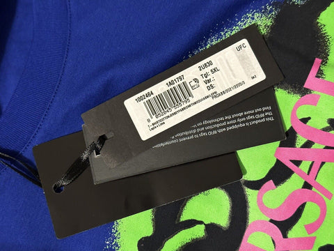 NWT 450 $ Versace Smiley Medusa Logo Blau/Limette Jersey T-Shirt 5XL 1002464