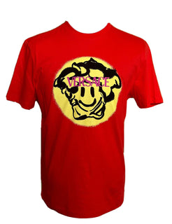 NWT 450 $ Versace Smiley Medusa Logo Rot/Gelb Jersey T-Shirt Small 1002464