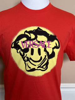 NWT 450 $ Versace Smiley Medusa Logo Rot/Gelb Jersey T-Shirt Small 1002464