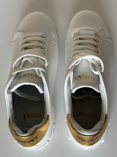 NIB Versace Low Top Damen-Sneaker aus weißem Leder, 9 US (39 Euro), hergestellt in Italien 