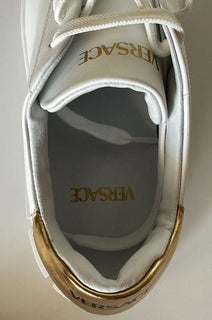 NIB Versace Low Top Damen-Sneaker aus weißem Leder, 9 US (39 Euro), hergestellt in Italien 