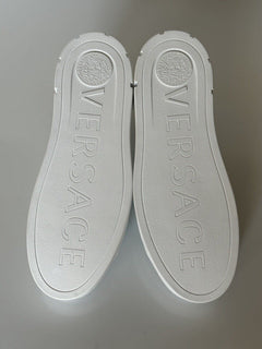 NIB Versace Low Top Damen-Sneaker aus weißem Leder, 9 US (39 Euro), hergestellt in Italien 