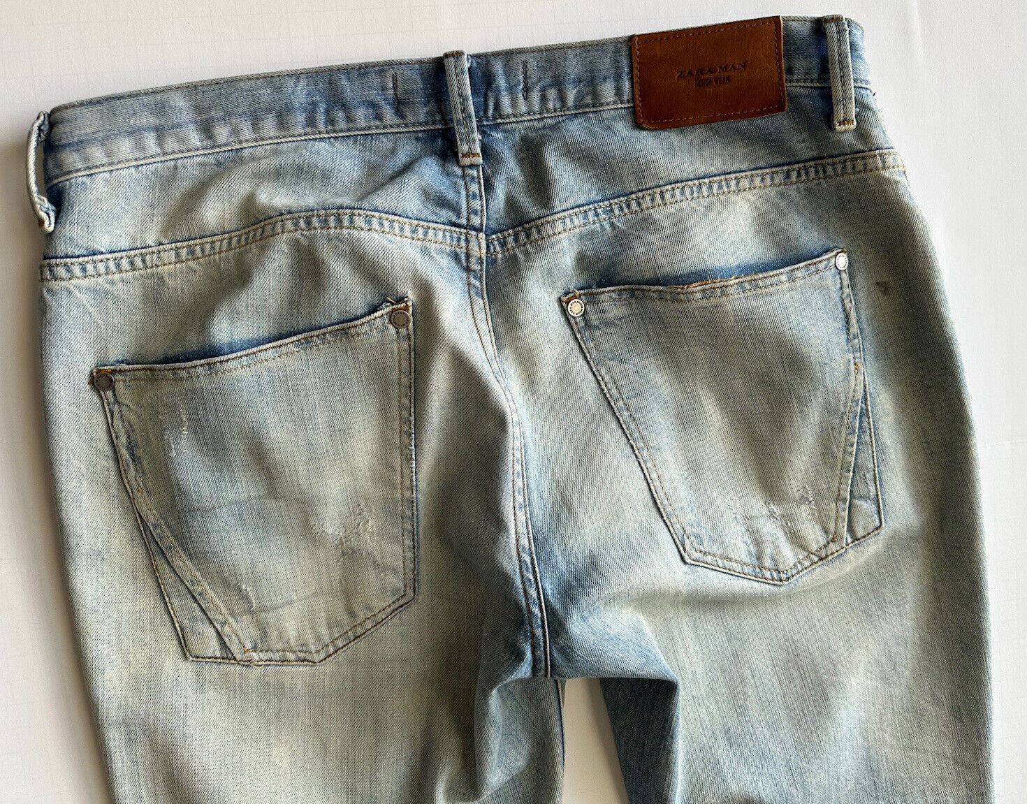 Мужские голубые джинсы из современного денима ZARA, размер 32 (США) (при измерении 34 дюйма)