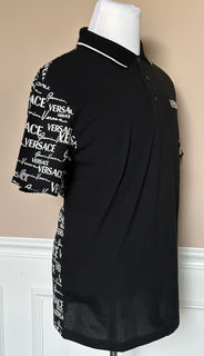 Neu mit Etikett: 650 $ Versace Piquet Stoff Schwarz/Weiß Poloshirt aus Baumwolljersey 4XL 1002755