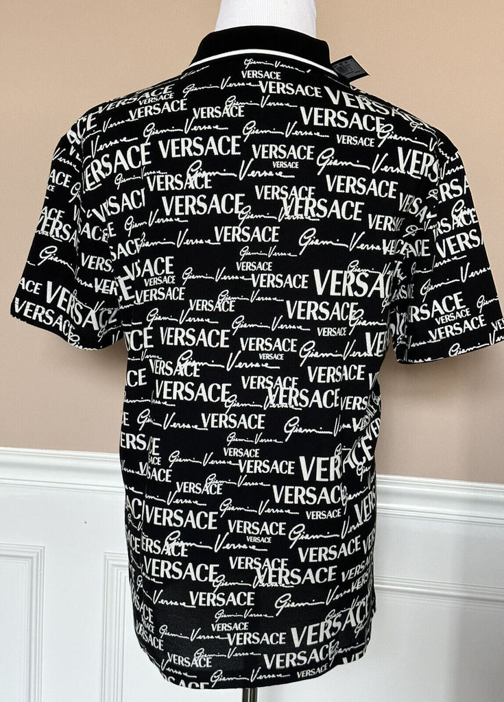 Neu mit Etikett: 650 $ Versace Piquet Stoff Schwarz/Weiß Poloshirt aus Baumwolljersey 5XL 1002755